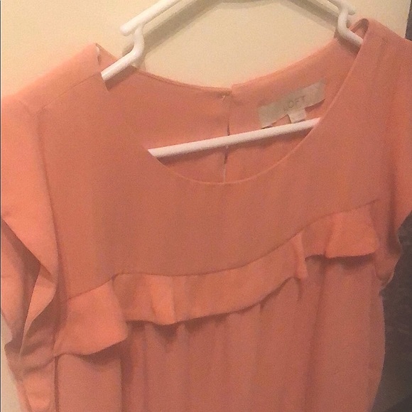 LOFT Pastel Pink Blouse with ruffle neckline, excellent condition - Picture 2 of 4